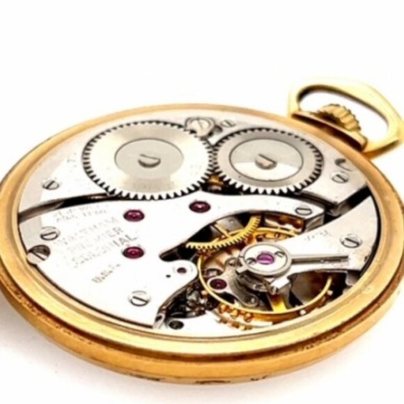 14K Waltham Premier Open-Face Pocket Watch circa 1940's size 16 with 21 jewels